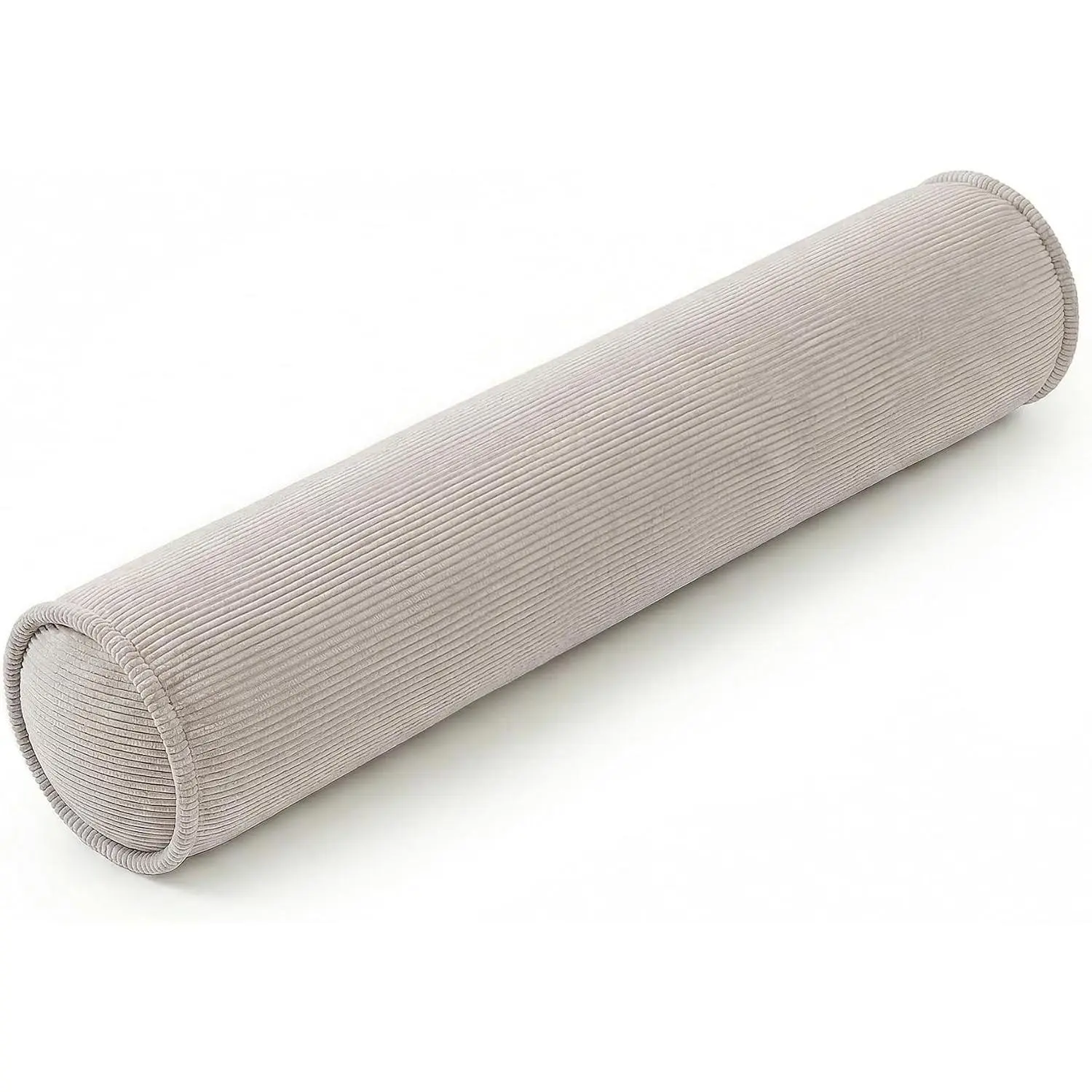 Long Corduroy Round Bolster Pillow for Adults, Decorative Body Pillow for Sleeping or Sofa Support, 39 x 7.87 Inches, Beige GrayGift