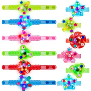 24 Pack LED Light Up Fidget Spinner Bracelets, Glow in The Dark Fidget Party Favors for Kids, School Goodie Bags Stuffers, Treasure Box Toys for Classroom, Birthday Gifts For Boys Girlsfidget toys