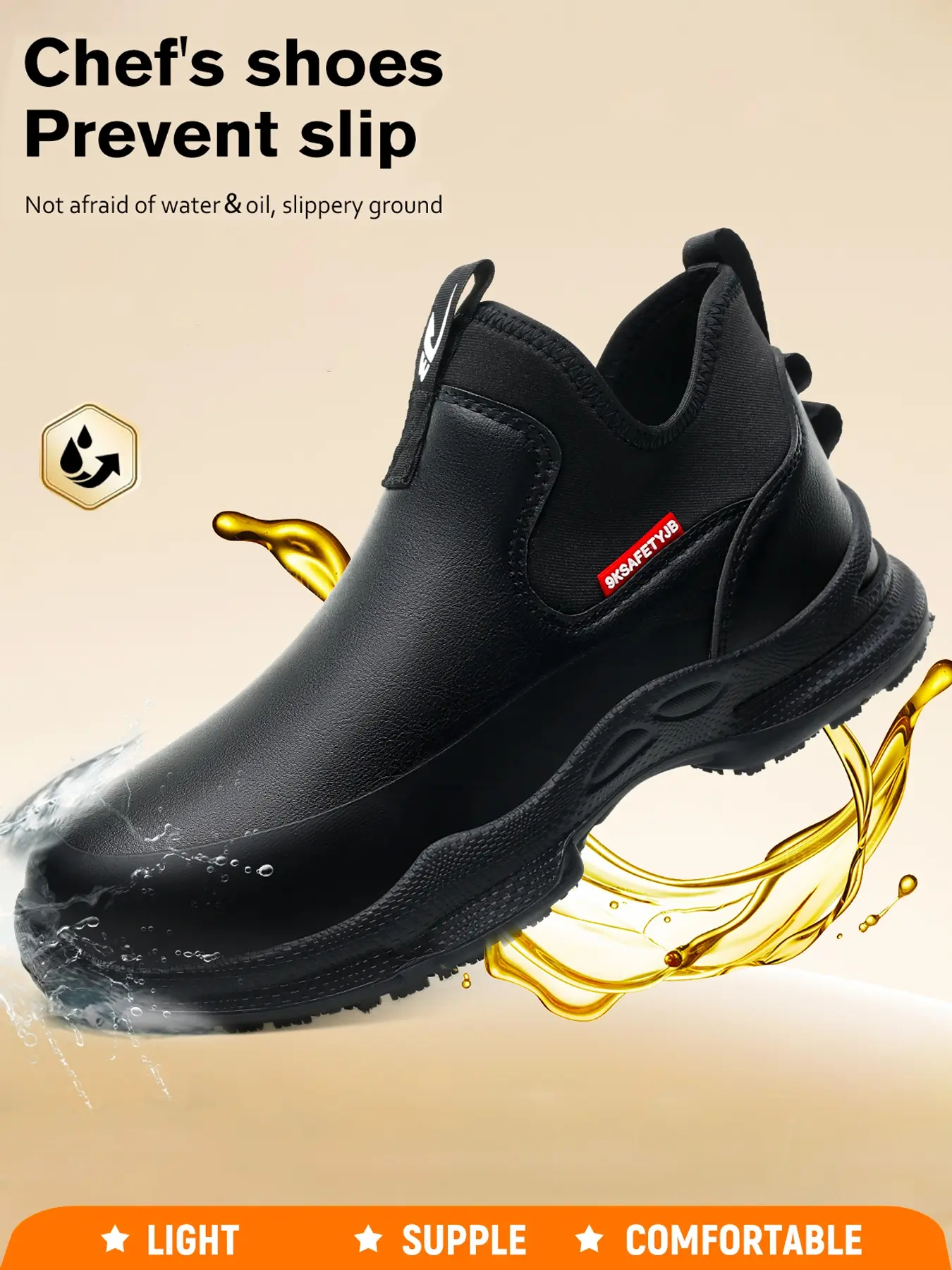Unisex All-Season Chef Shoes, Anti-Slip Oil-Resistant, Slip-On Design, Comfortable and Durable, Ideal for Restaurant Food Industry