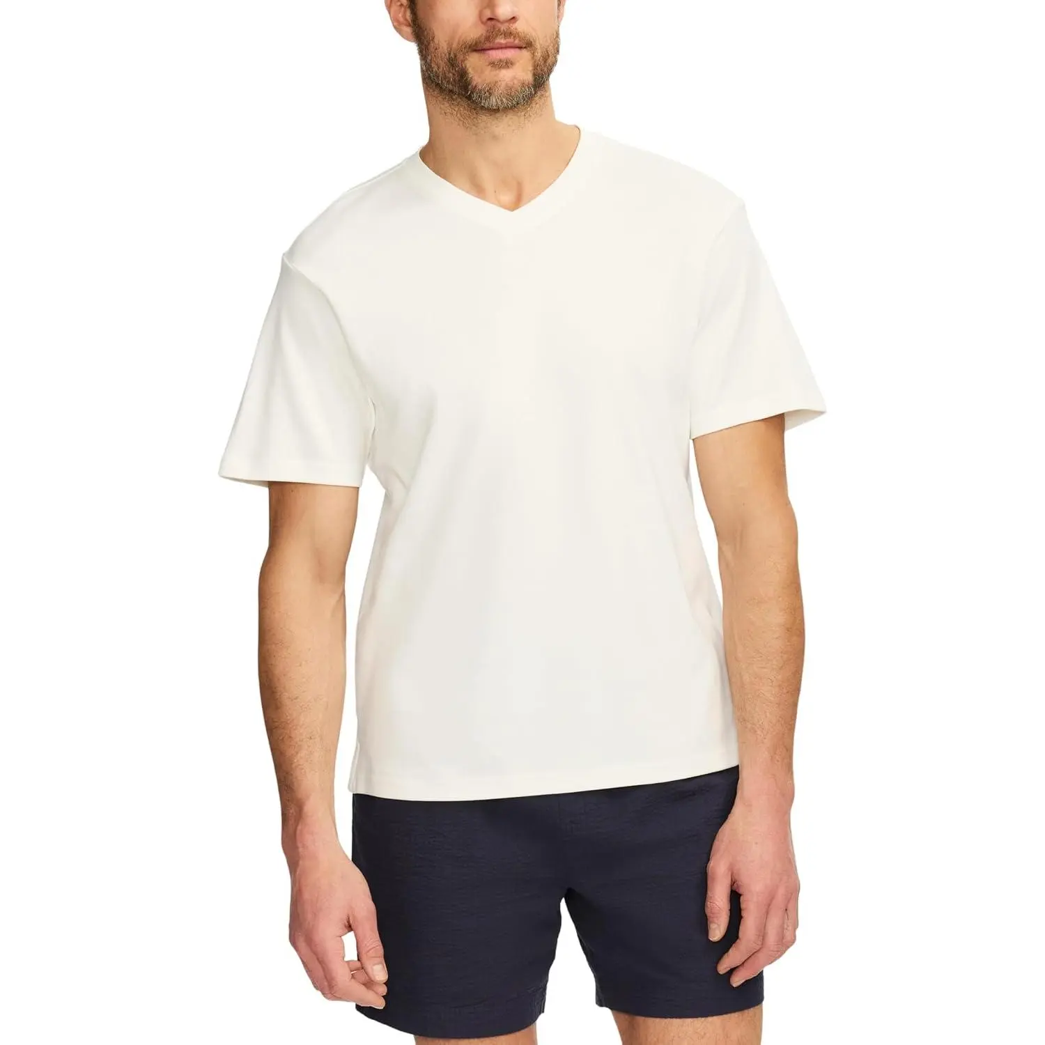 SAKS Fifth Avenue Men’s Short Sleeve Cotton Knit V‑Neck T‑Shirt