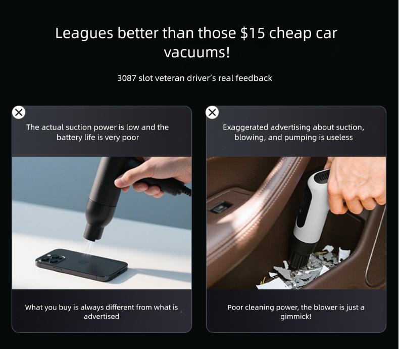 2-in-1 Cordless Car Vacuum, Brushless Handheld Vacuum Cleaner with 3 Suction Modes, LED Display, Portable Car Vacuum Cleaner for Car Home Office Pet Hair