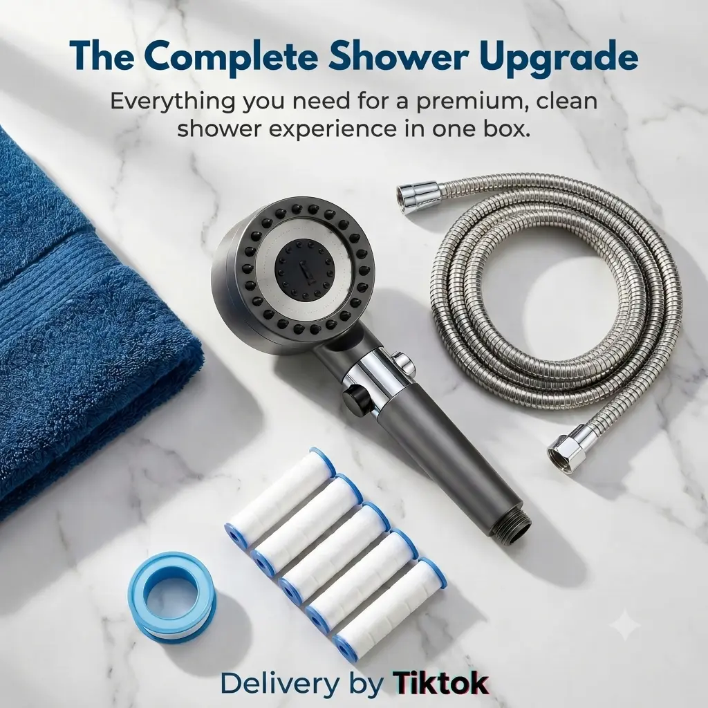 3-in-1 Filtered Shower Head with Scalp Massage Jet & 5 Filters Turbo High Pressure Water Saving Shower Head  Hair & Skin Care Easy Tool-Free Install