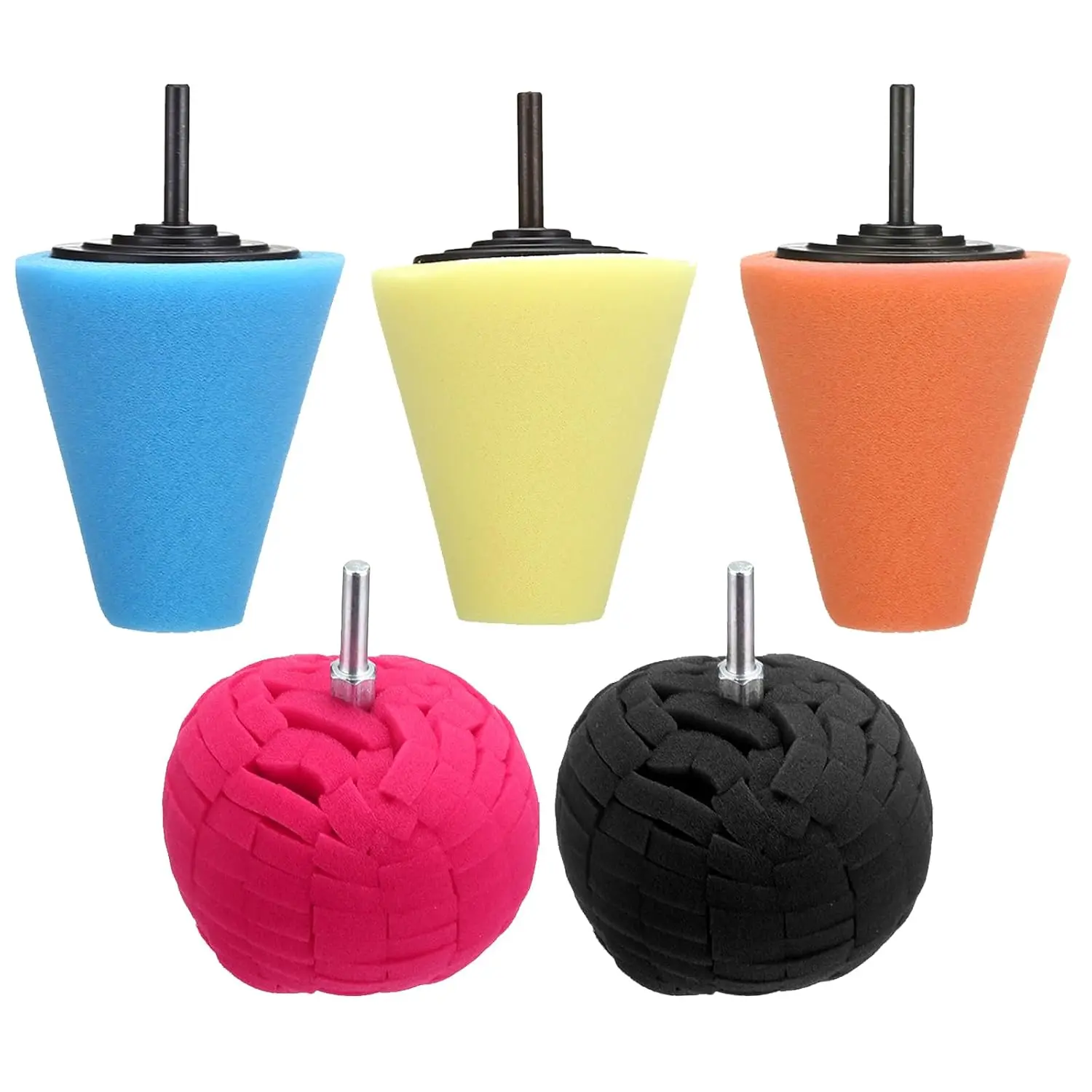 5 count  Polishing Kit  Sponge Polishing Balls Wheel Polishing Kit for Drills,  Wheel and Polisher Kits for  Care, Chrome, Rims, Metal, Plastic, Ceramic and Glass.