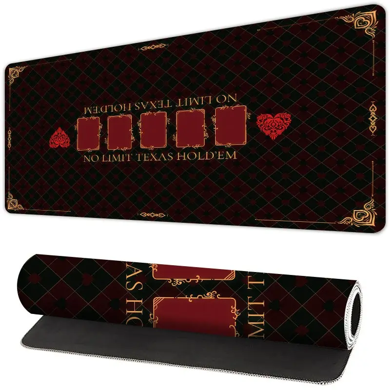 1pc, Texas Hold'em poker table mat, Smooth Rubber Surface Game Play Mat - Features a high-quality non-slip surface, black heart design, machine-washable and durable, ideal for home games and office use.