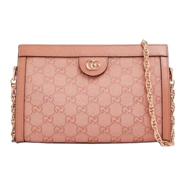 Gucci Ophidia Small Crossbody Bag for Women – Pink GG Monogram Canvas with Chain Strap