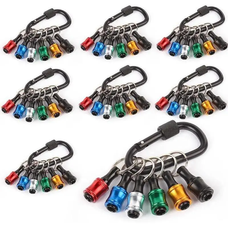 6 Pcs 1/4" Hex Shank Multifunctional Screwdriver Bit Holder Tool Set, Portable Key Chain Extension Rod Adapter, Quick Change Lightweight Repair Tools For Home & Workshop
