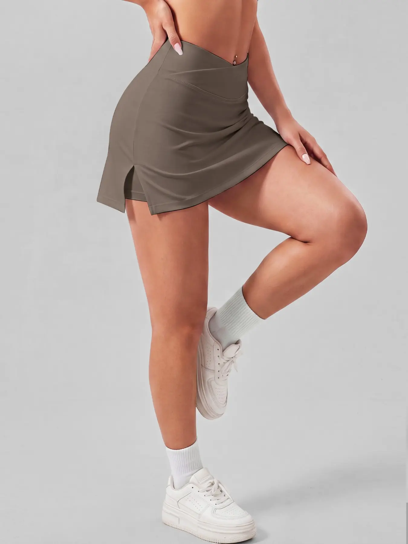 Women's High Waisted Tennis Skirt, A-Line Athletic Skirt with Side Slit, Stretchy Workout Skirt for Tennis, Golf & Pickleball