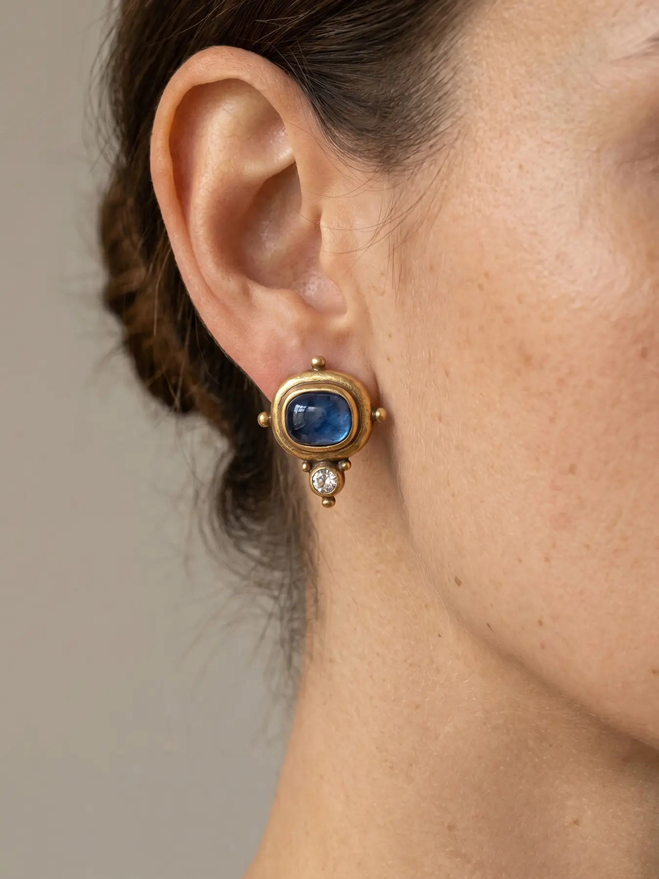 Vintage Elegant Earrings, Nickel-Free, Brass Blue Crystal Clear Rhinestone, Women's Daily Wear, Birthday Anniversary Jewelry Gift