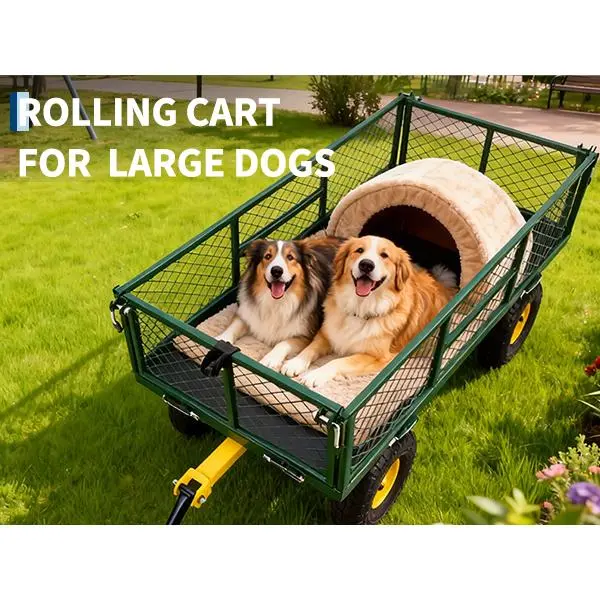 900 lbs Heavy Duty Steel Garden Cart – Outdoor Utility Wagon with Removable Mesh Sides, 10" All-Terrain Wheels, Flatbed Convertible, 180° Rotating Handle – Ideal for Lawn, Garden, and Backyard