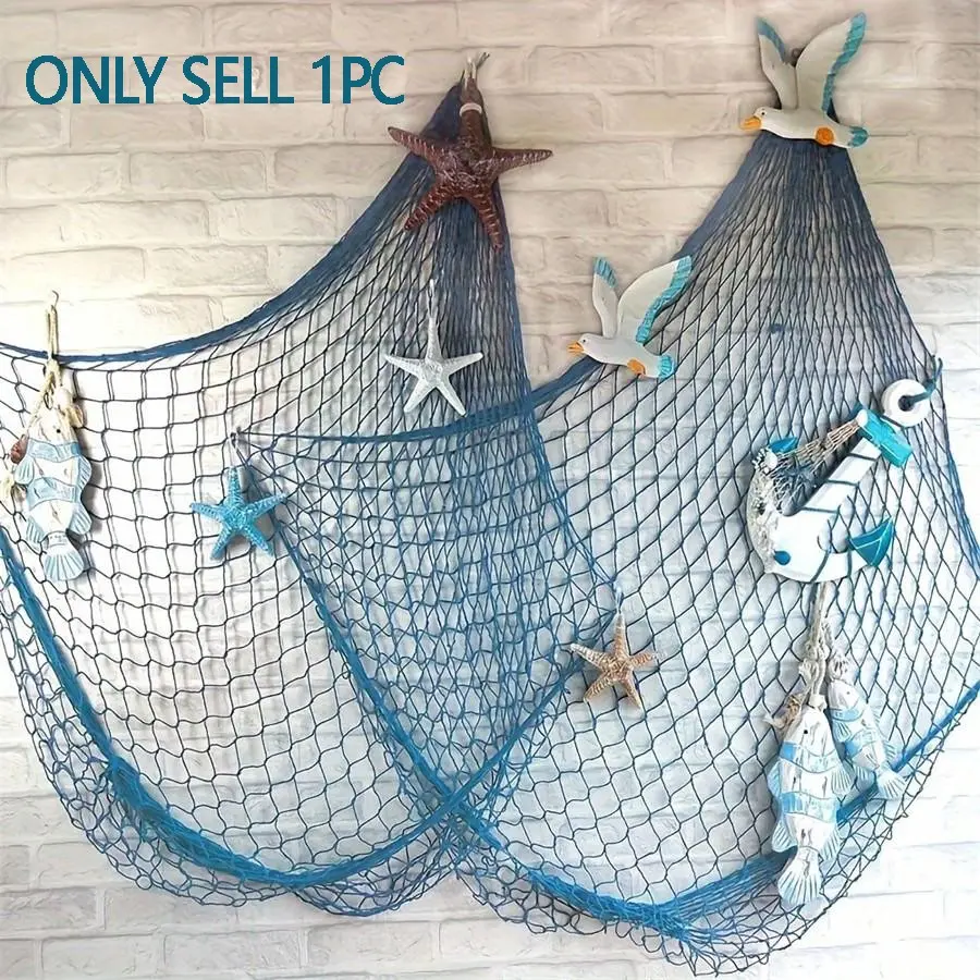 Natural Fish Net Decor 79x39" Nautical Theme Ocean Inspired Design Wall Hanging, Summer Beach Style Home Decoration, Interior Aesthetic Wall Decor, Indoor & Outdoor Use