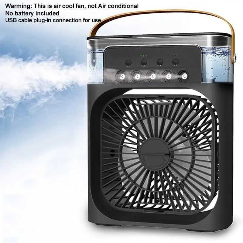 Home Five-Speed Mist Fan, Natural Wind Micro-Spray Fan with Transparent Wide-Mouth Design Water Tank, Multifunctional Fan, USB Cooling Fan, Mini Air Cooler Fan