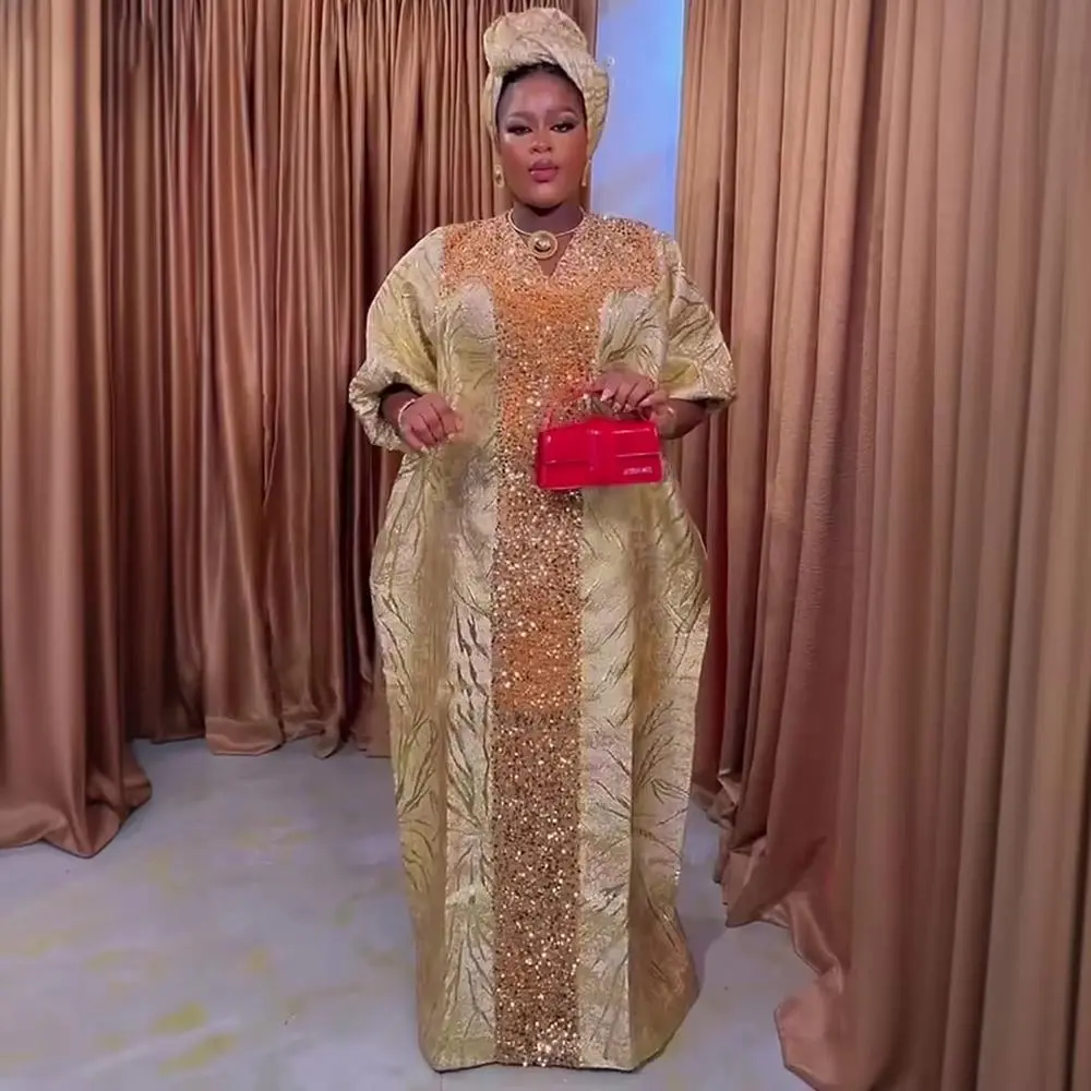 Women's 2026 Chic Floral Plus Size Floor Length Normal Type Spring Formal Sleeved Gown - Luxury African Traditional Dubai Turkey Kaftan Abaya Clothes for Wedding, Evening Party, Elegant Formal Wear
