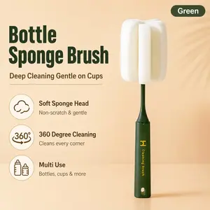 Long Handle Sponge Cup Brush, Multi-Functional Bottle & Mug Cleaner, No Residue, Home Cleaning Tool, Lazy Person Essential