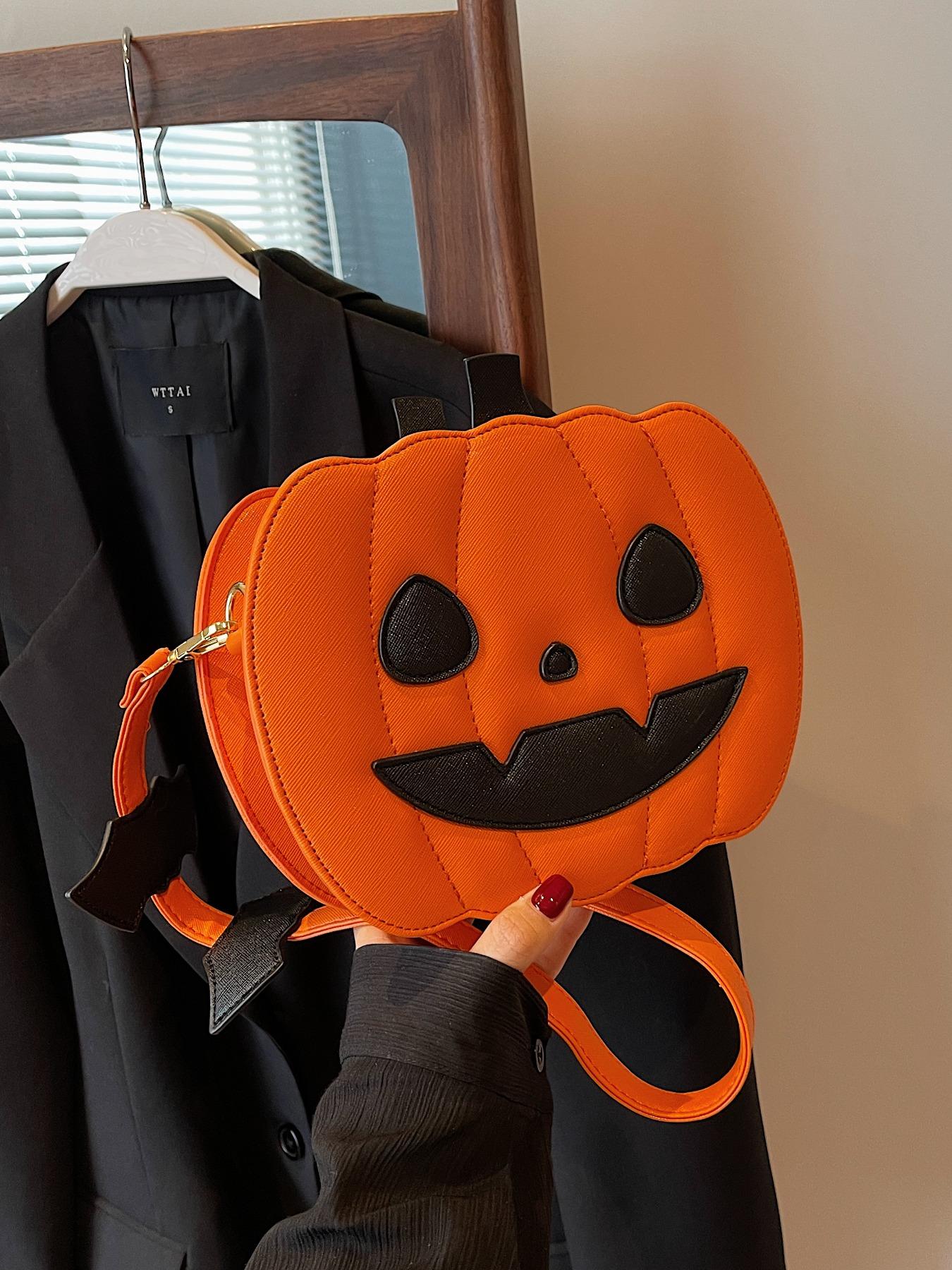 Women's Halloween Themed Pu Leather Crossbody Bag, Fashionable Pumpkin Design Shoulder Bag, Cute Accessories As Work Bag for Daily Use