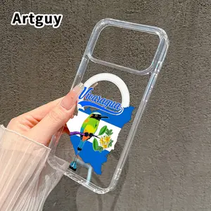 Nicaragua Bird Pattern Magnetic Phone Case for iPhone 17 16  Pro Max Plus 15 14 13 12 11 Air E Non-Yellowing Clear Crystal Drop-proof Slim Silicone Shockproof Transparent Acrylic Large Hole Cover Supports Wireless Charging