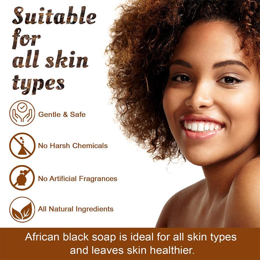 African Black Soap, 2 Counts/set Natural Shea Butter Black Soap, Plant Essential Oils Facial Cleanser, Deep Cleansing Bath Soap, Body Skin Care Soap