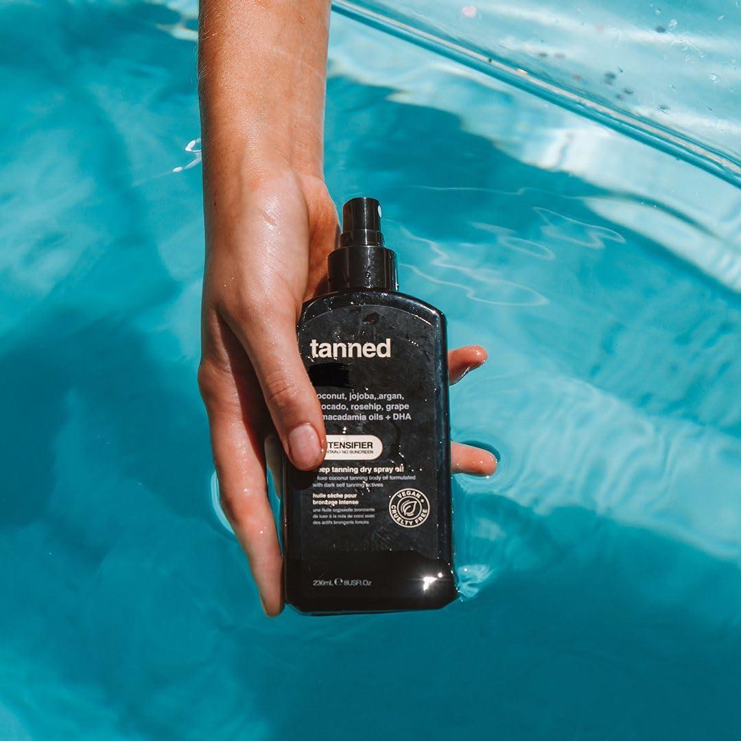 Tanning Oil| Get Tanned Intensifier Dry Spray - Fast Dark Outdoor Tanner from Tan Accelerating Actives, 8 Fl Oz - Moisturizing Oils, No SPF, Vegan Moisturizer Body Care tanning  product Bronze Nourishing Radiant Tinted