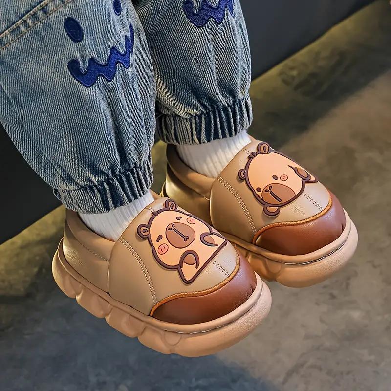 1 Pair of Capybara Kids' Slippers for Autumn and Winter, Boys' Indoor Home Plush Slippers for Girls, Cute Cartoon Slippers, Lightweight Slippers, Soft Slippers, Slippers For Girls, Slippers For Boys