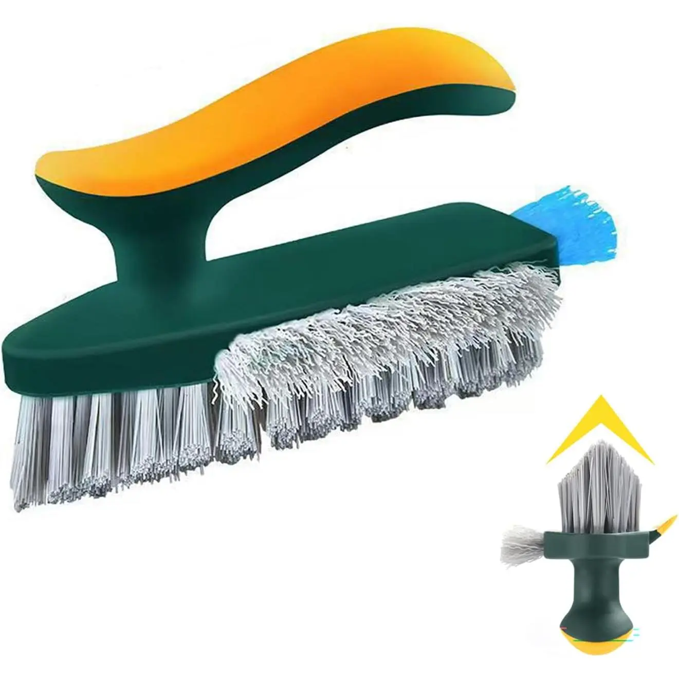 4 in 1 Grout Cleaning Brush with Scrape, V Shape Grout Cleaner Brush for Tile Floors, Tile Grout Brush with Stiff Bristles for Shower, Bathroom, Corner, Baseboard, Kitchen, Household