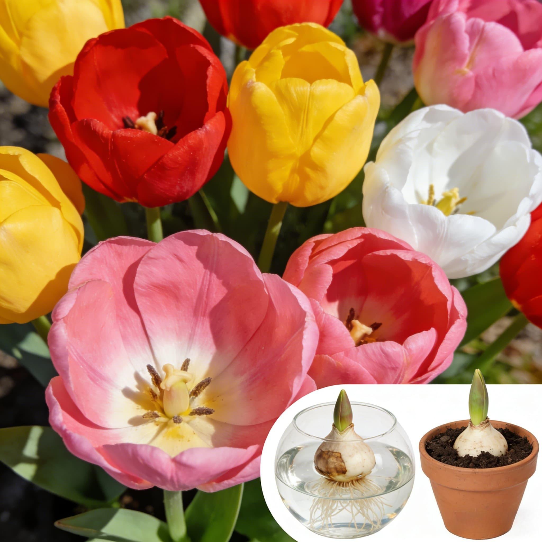 Random color tulip bulbs, suitable for hydroponics or soil cultivation, easy to care for, even beginners can easily grow.