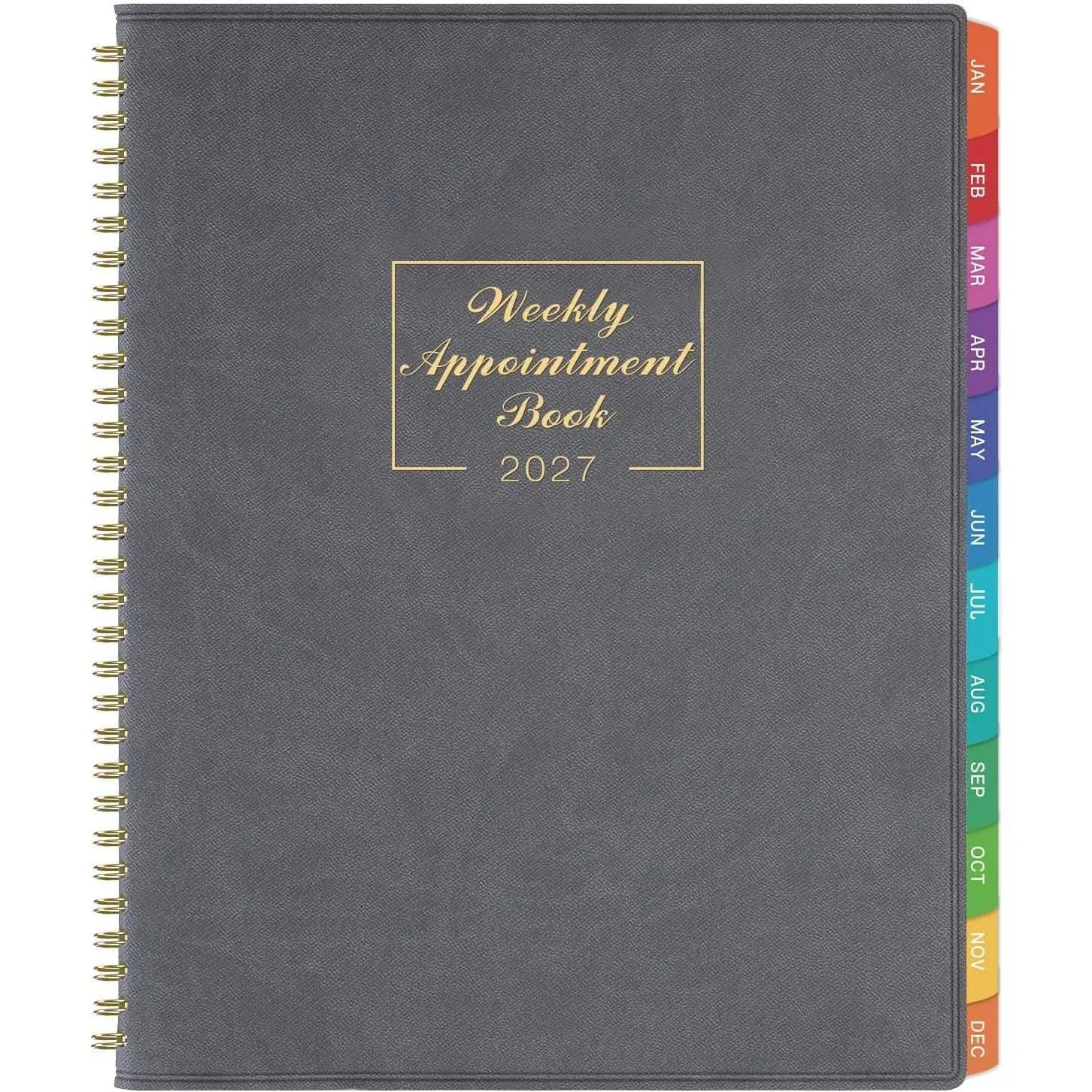 2027 Weekly Appointment Book - Daily Hourly Planner 2027, January 2027 - December 2027, 8.5" x 11", 15-Minute Interval, 12 Monthly Tabs, Flexible Soft Cover - Grey