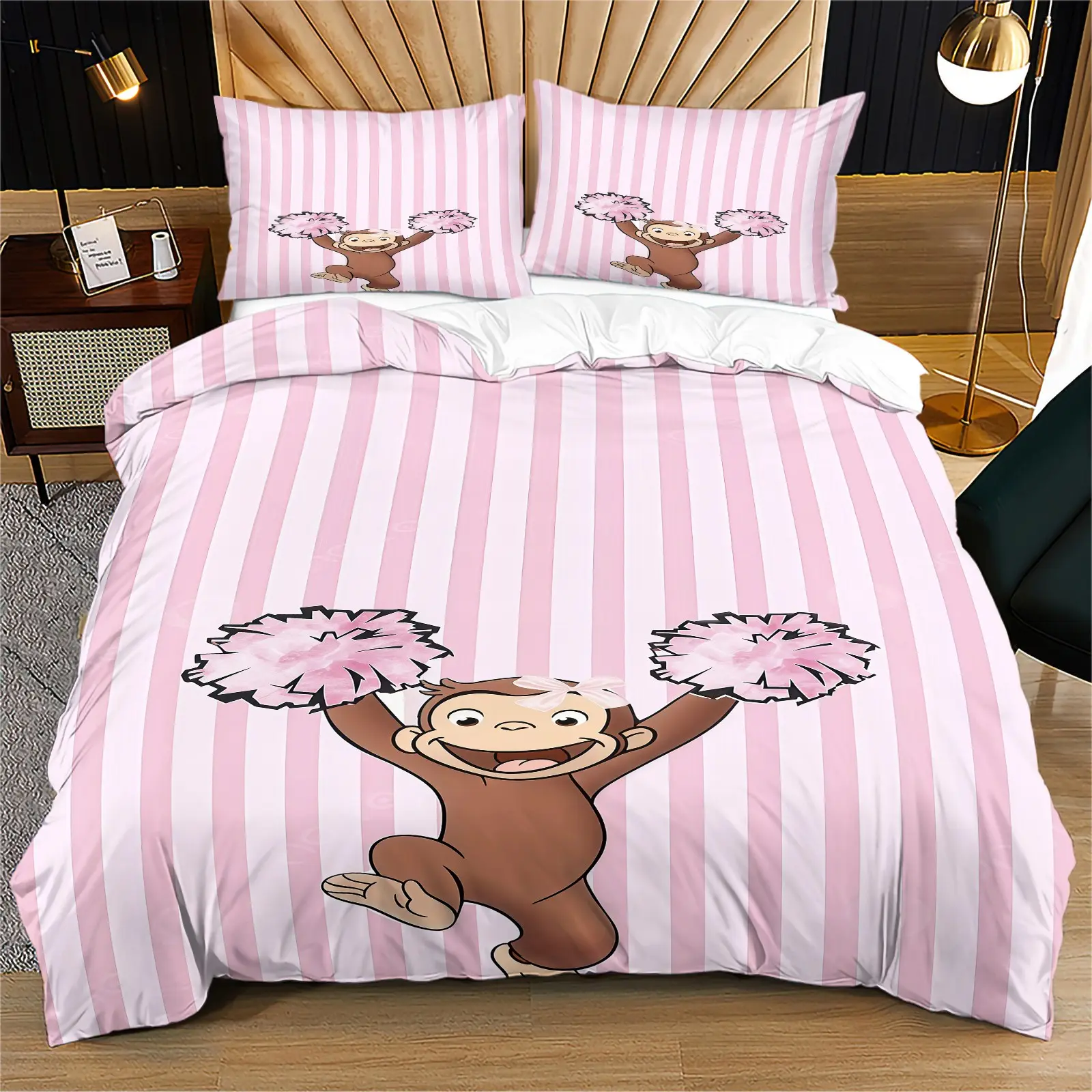 Monkey Pattern Duvet Cover Set, Soft And Comfortable Bedding Set, Including 1 Duvet Cover And 1 Or 2 Pillowcases, Excluding Duvet Core And Pillow Core, Suitable For Teenagers And Adults, Bedroom, Dormitory, Apartment Scene