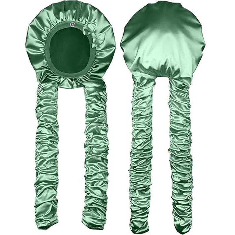 Satin Heatless Curling Sleep Cap, Non-Slip Long Hair Bonnet for Braids, Curly Hair, No Heat Overnight Curls, Hair Protection Sleep Bonnet for Women, Fits Long Hair, Braids, Locs & All Hairstyles