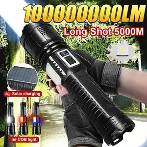Most Powerful Solar Powered Flashlight Solar Charging Tactical Lantern With COB Light Rechargeable Lamps Outdoor Camping Fishing