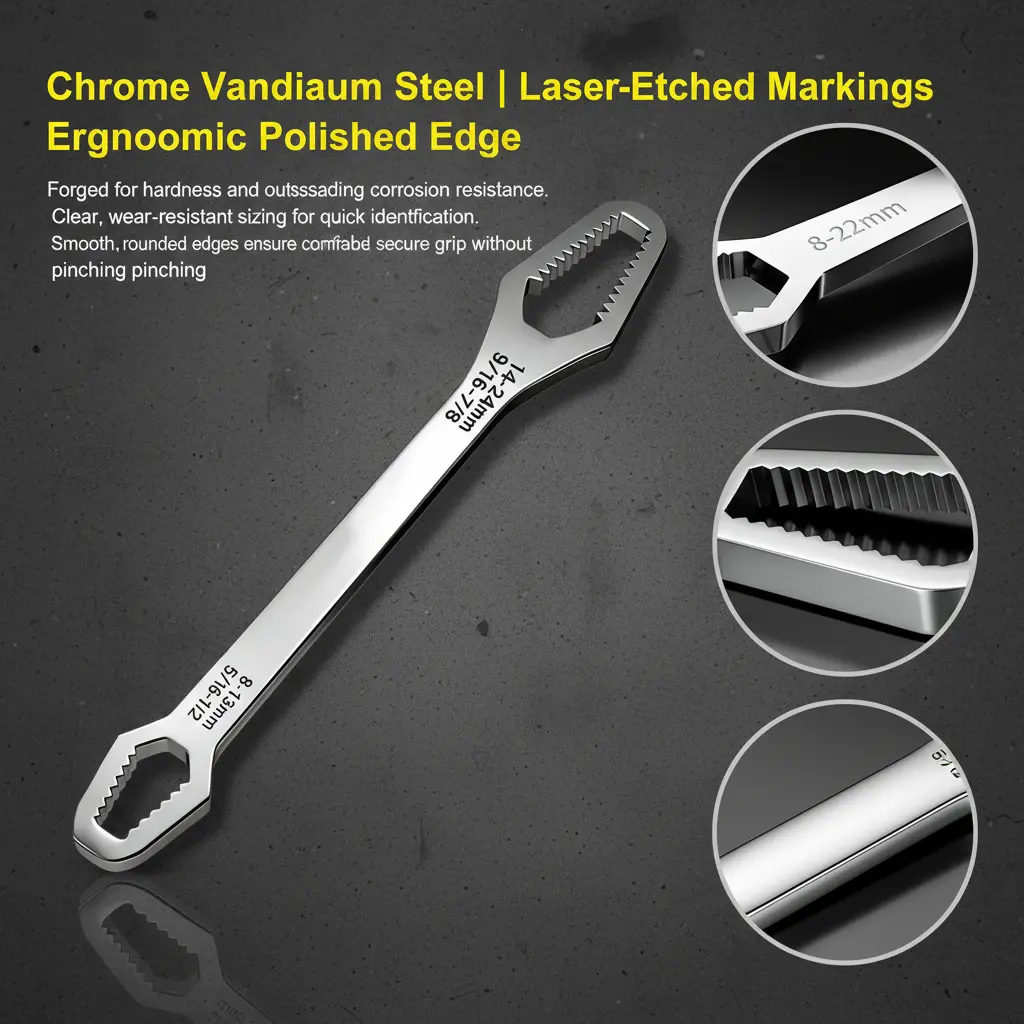 Multi Size Double Head Torx Spanner with Self-Clamping Structure, 8mm-24mm Anti-Slip Hand Wrench, Universal Repair Hardware for Automotive Nuts & Bolts, Vehicle Assembly Disassembly Maintenance Tool