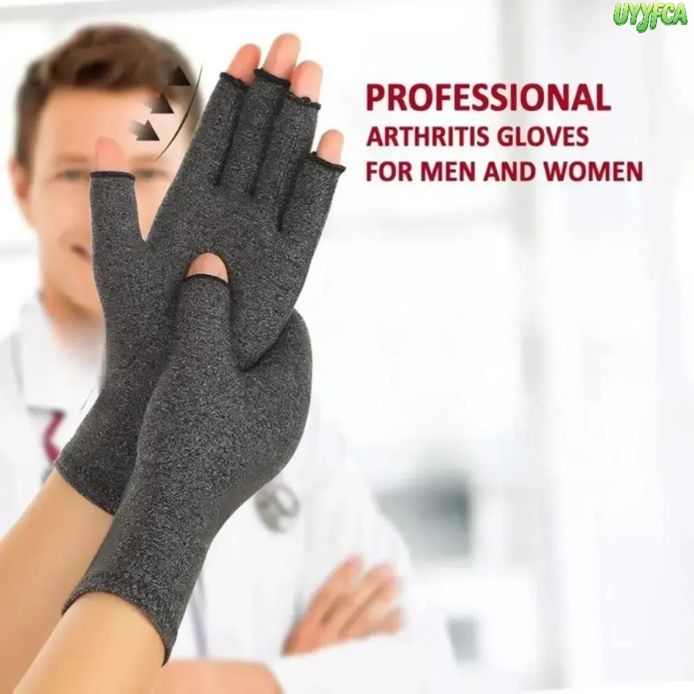 2-Pairs Unisex Universal Size Fingerless Compression Gloves for Adults, Arthritis Control, Carpal Tunnel Relief, Breathable Heather Knit, Mild Gradient Compression, Blood Flow Control, Work Use, Washable All-Day Wear, One Size