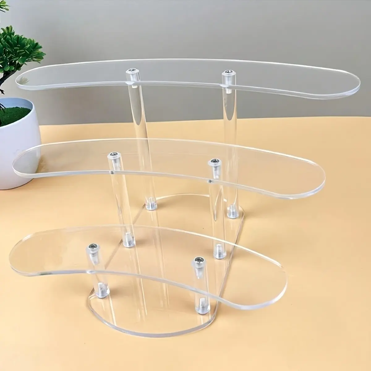 Transparent Acrylic Three-tier Display Stand, an Ideal Choice for Perfume and Cosmetics, Doll and Figurine Displays, and Home Store Product Showcases, Utility Racks, Beauty Products Holder, Acrylic Display Risers