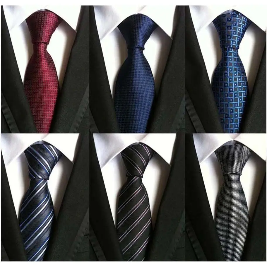 Men's Classic Jacquard Weave Neckties, Lot of 6 PCS, Clean Cut, Smooth Fabric, Neat Finish for Formal Events