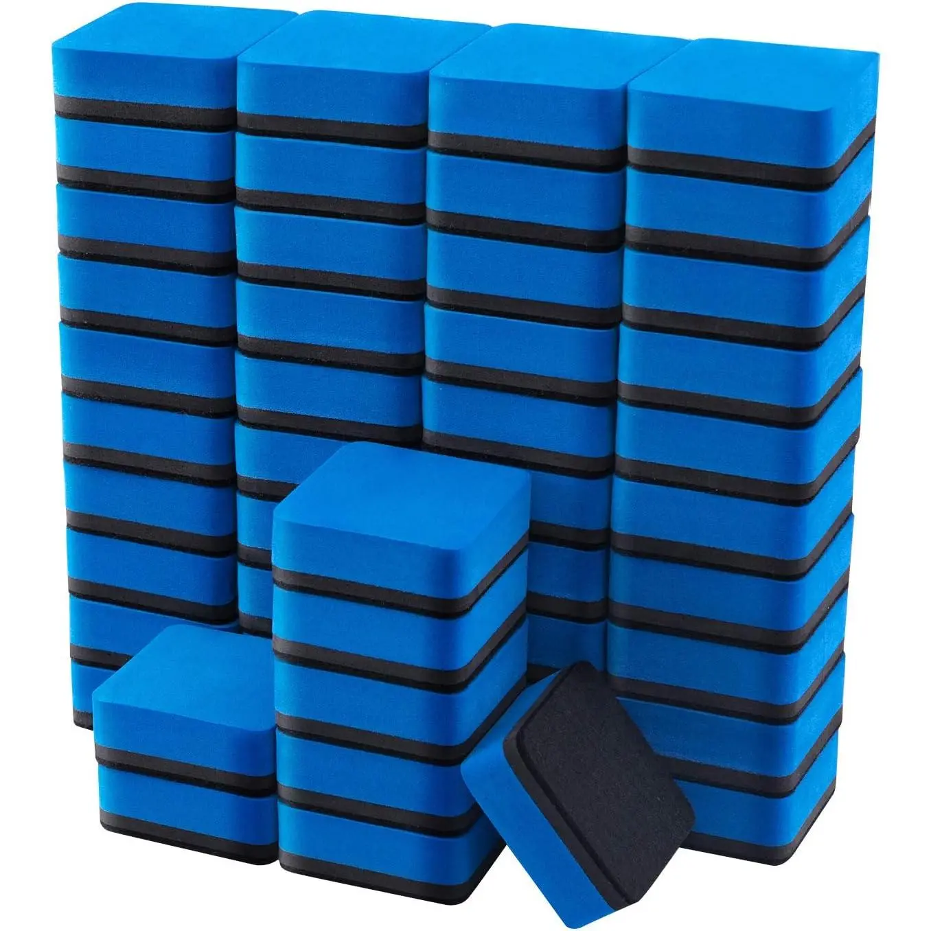 Favourde 48 Pack  Whiteboard Dry Erase Erasers for Classroom School | Whiteboard Dry Erase Erasers Chalkboard Cleansers for School Supplies and Office Classroom and Teacher  Haves ,(Blue)