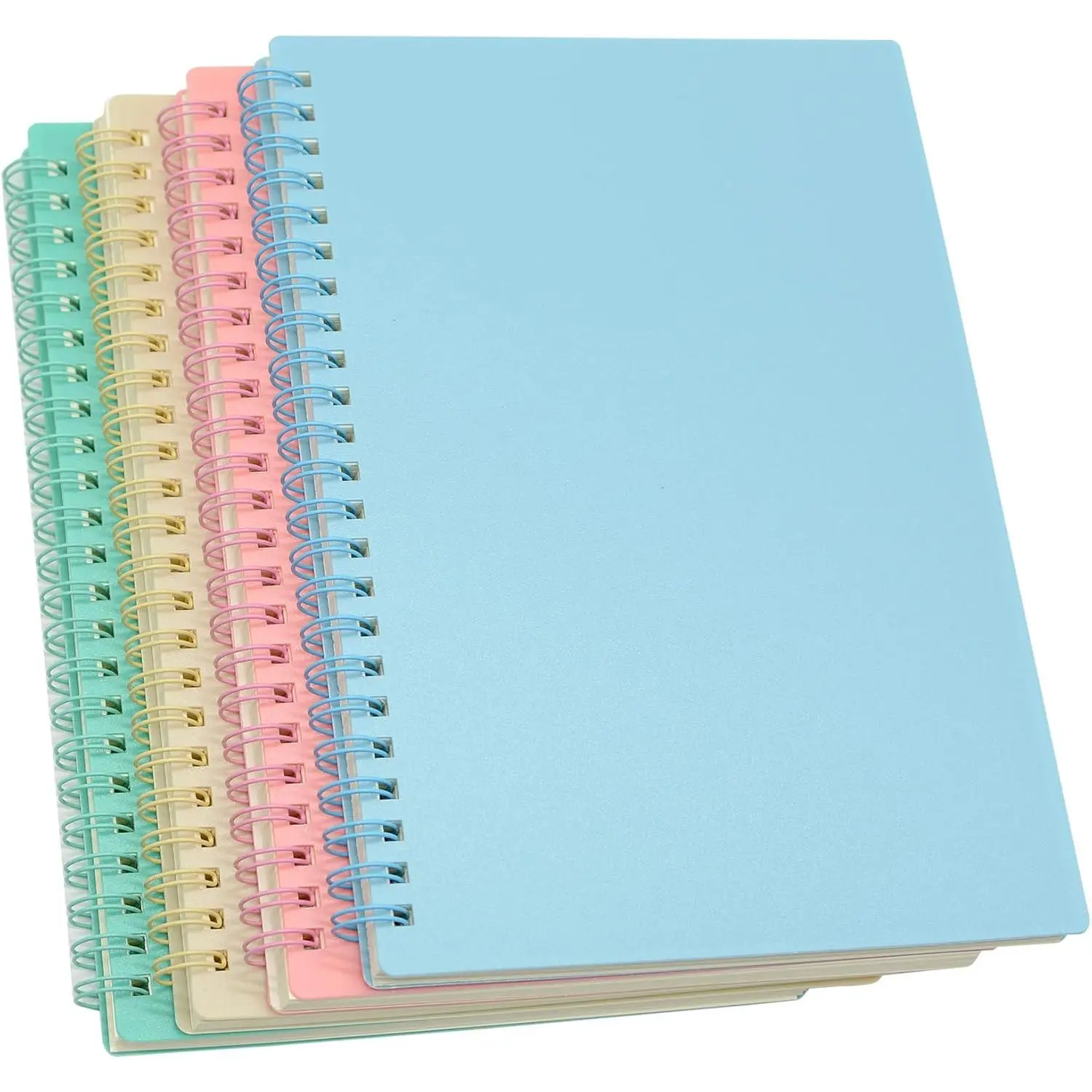 Spiral Notebook, 4 count 8.3 Inch x 5.9 Inch A5 Thick Plastic Hardcover 7mm College Ruled 4 Color 80 Sheets -160 Pages Journals for Study and Notes (4)