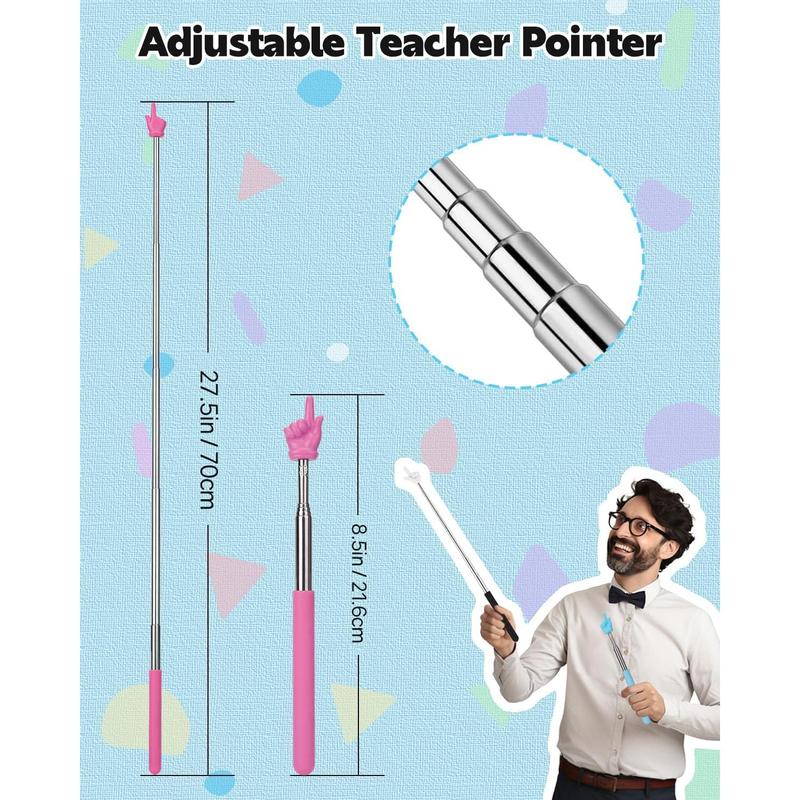 Retractable Teacher Pointer for Classroom  Reading,  Extendable Finger Pointer Stick, School Collapsible Telescoping Long Hand Pointing Stick, Classroom  Have Supplies Essentials,