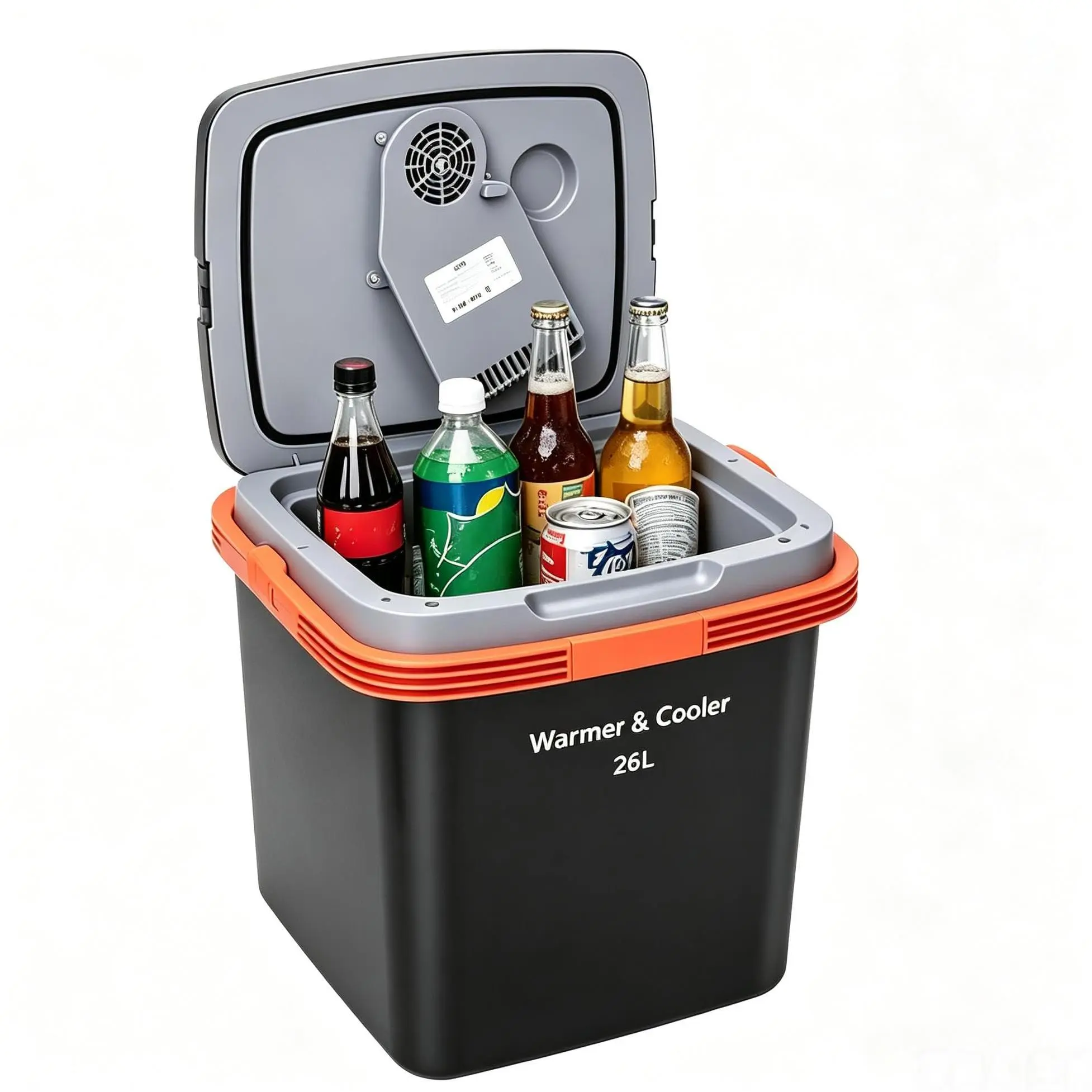 GARVEE 26L Portable Thermoelectric Car Cooler & Warmer, 12V DC/110V AC Dual-Power Electric Fridge, 0°C Cooling & 50°C Heating for Car, Truck, SUV, Travel and Camping, Black/Orange