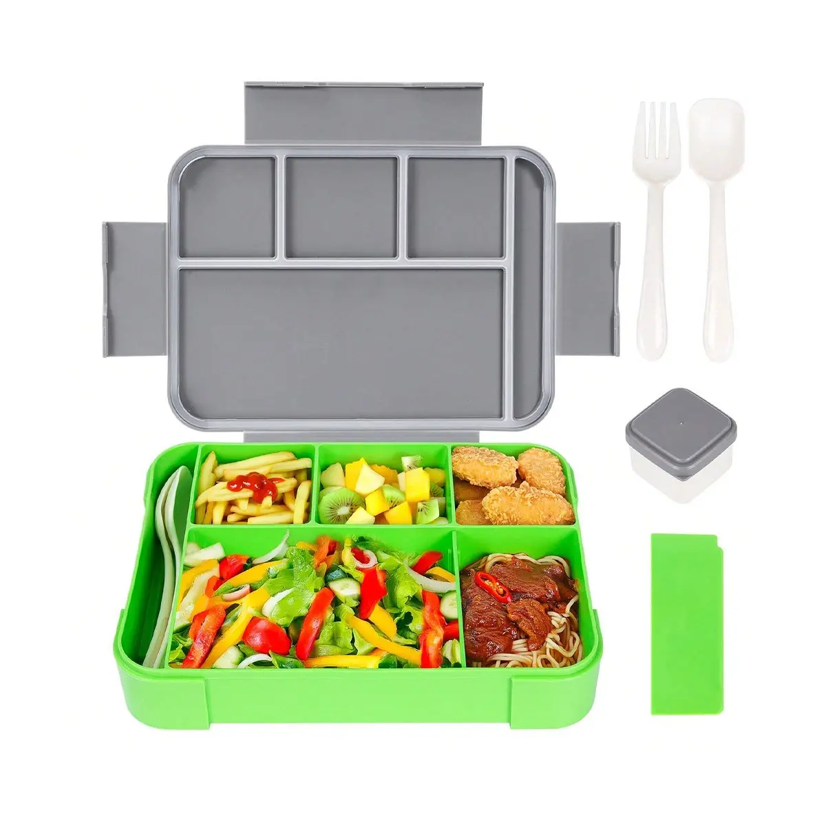 Multi-Compartment Lunch Box, Portable Large Capacity Salad Container, Leakproof Food Storage, Bento Box for Students, Reusable Lunch Container