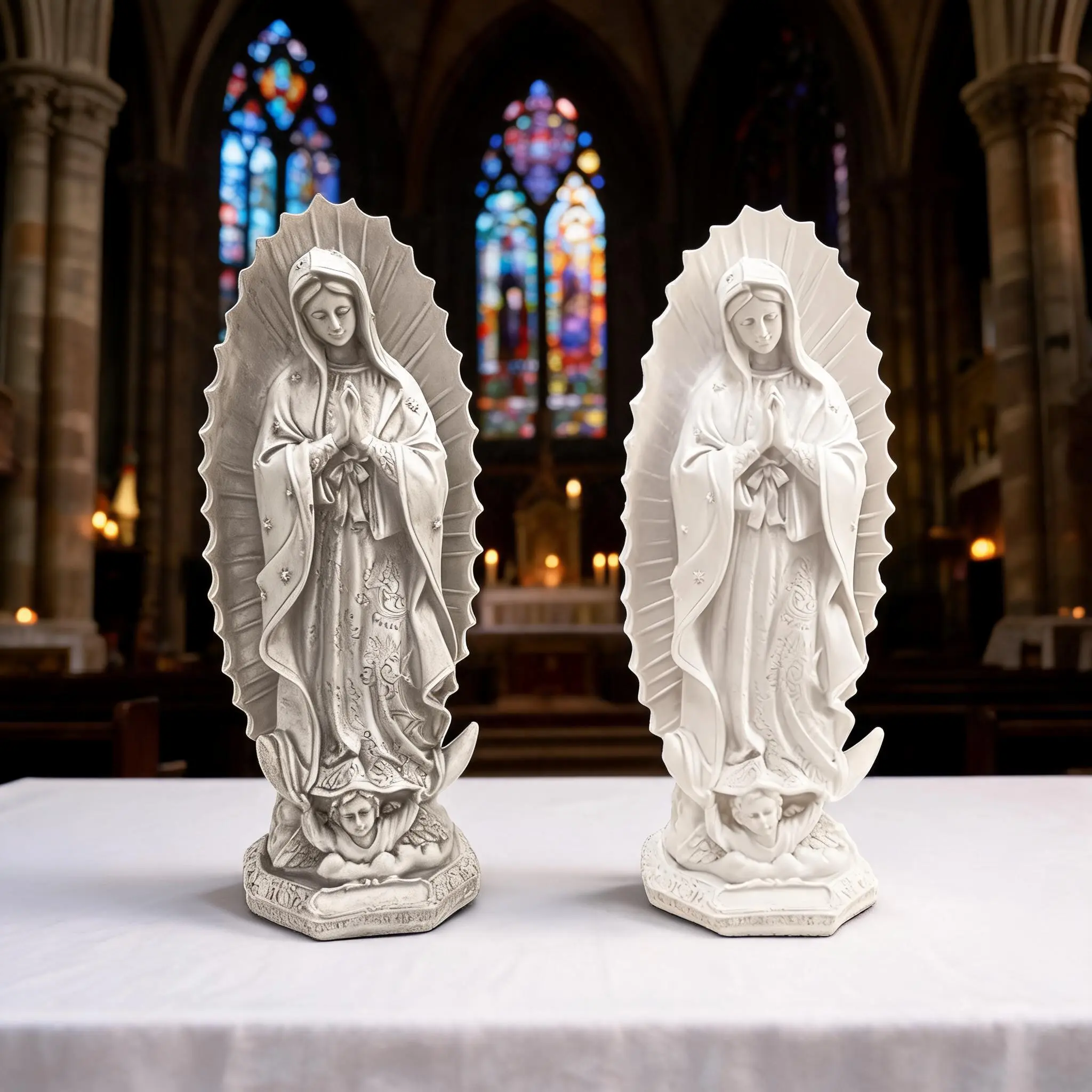 Handmade Virgin Mary Statue, 11.8 Inch Resin Sculpture, Perfect for Desk, Wine Cabinet, Living Room, Prayer Room Decoration, Religious Decorations, Religious Home Decor