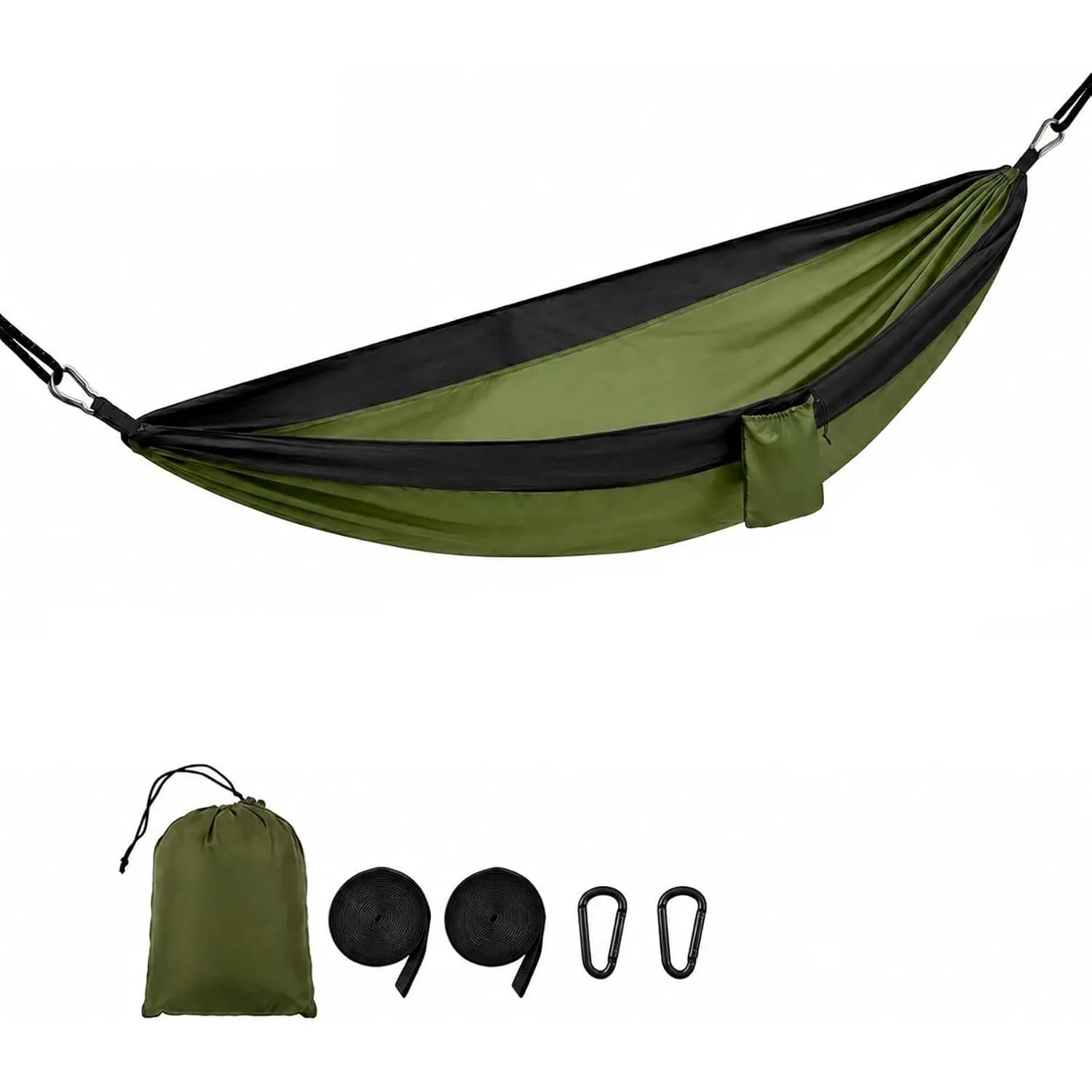 Camping Hammock – 500lbs Portable Hammock with Tree Straps - Travel, Backpacking, Hiking, Outdoors Camping Gear (Green)
