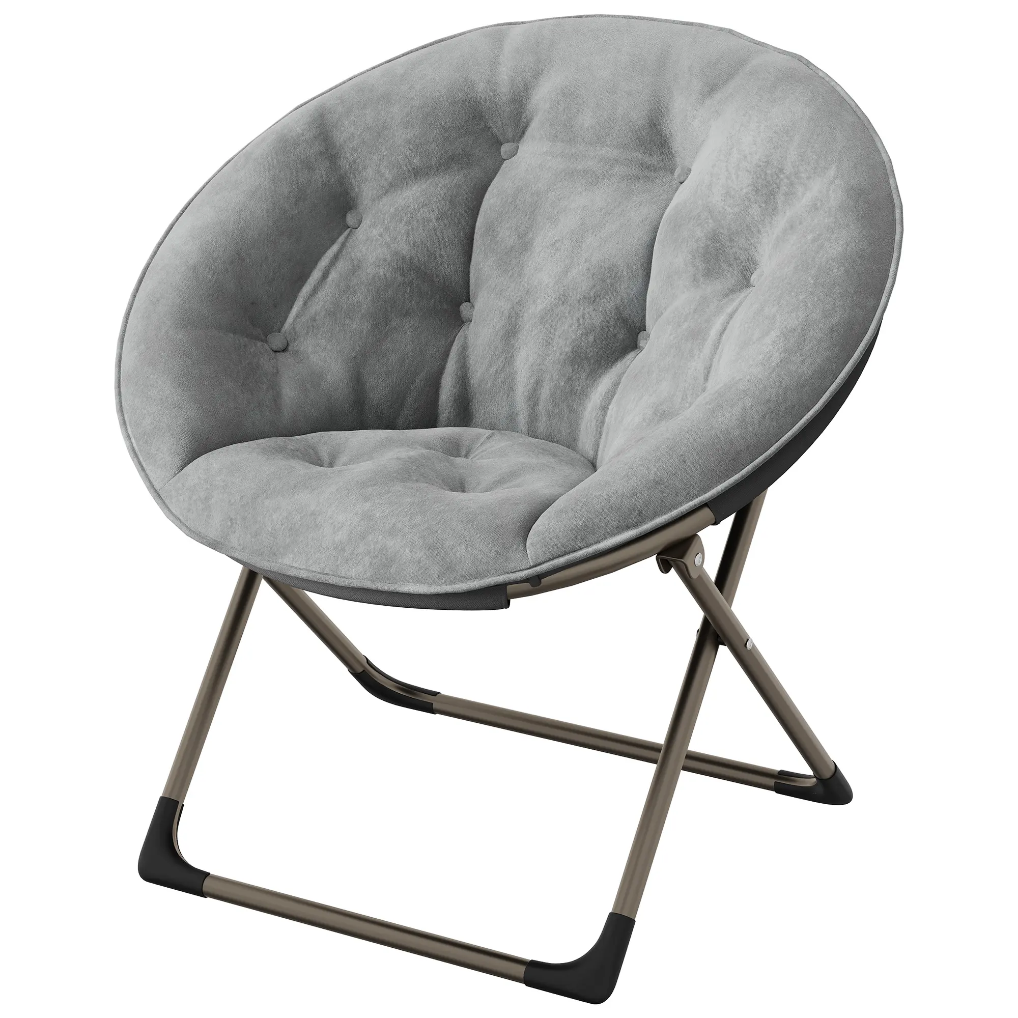 Folding Saucer Chair, Plush Lounge Chair with Sturdy Metal Frame, Oversized Comfy Flower Accent Seat for Adults, Teens, Kids, Bedroom, Dorm, Living Room