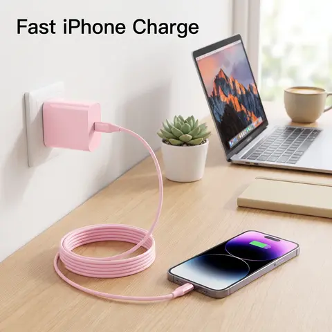 20W PD [MFi Certified] Type C Wall Charger Block, 1 Set Charger Adapter & Type C Lightning Charging Cable Kit, USB C Cables for iPhone,,AirPods, Portable Smartphone Charger for Home Office