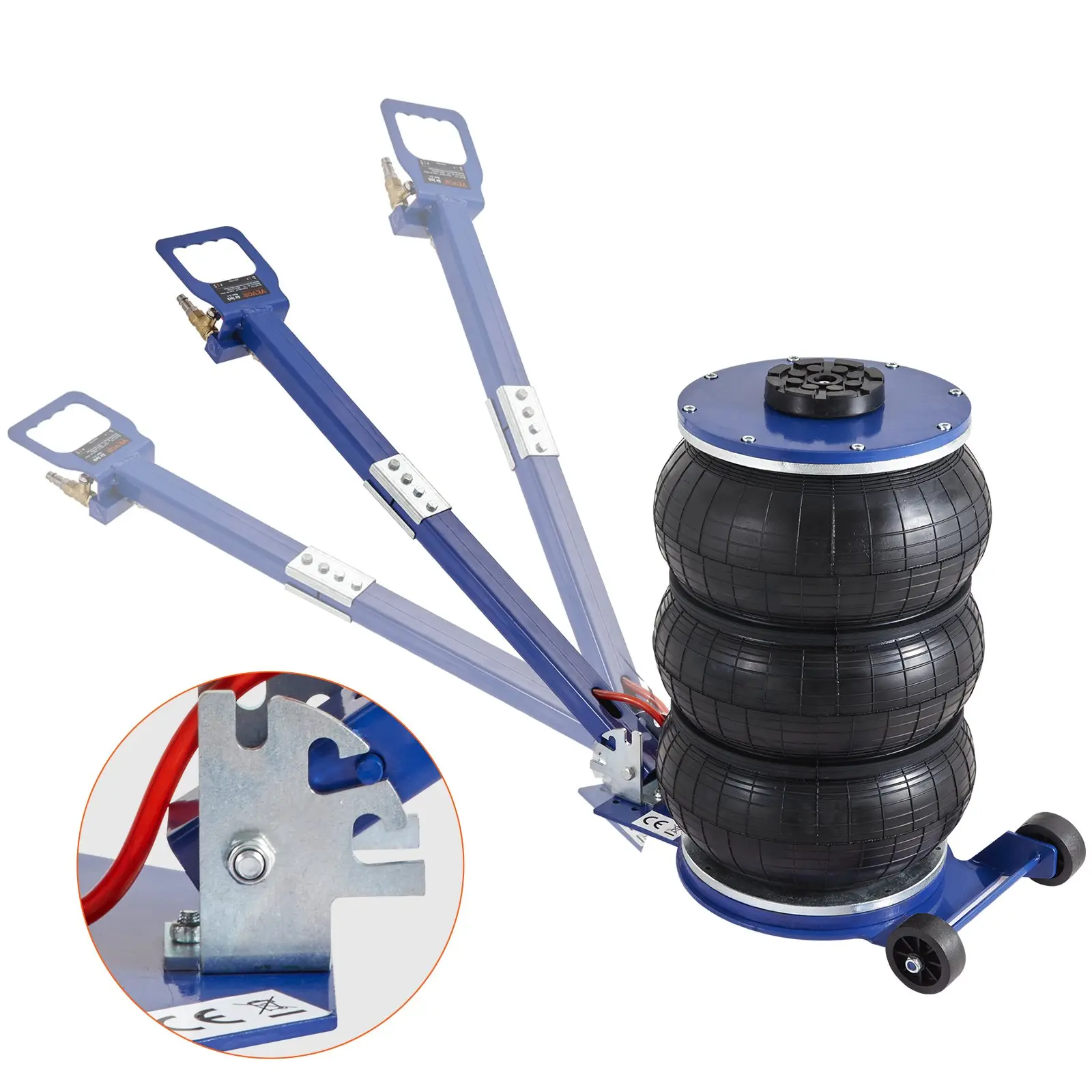 【DealsForYouDays】VEVOR Air Jack, 5 Ton/11000 lbs Triple Bag Air Jack, Airbag Jack with Six Steel Pipes, Lift up to 18.5 inch/470 mm, 3-5 s Fast Lifting Pneumatic Jack, with Adjustable Handle for Car, Garage, Repair