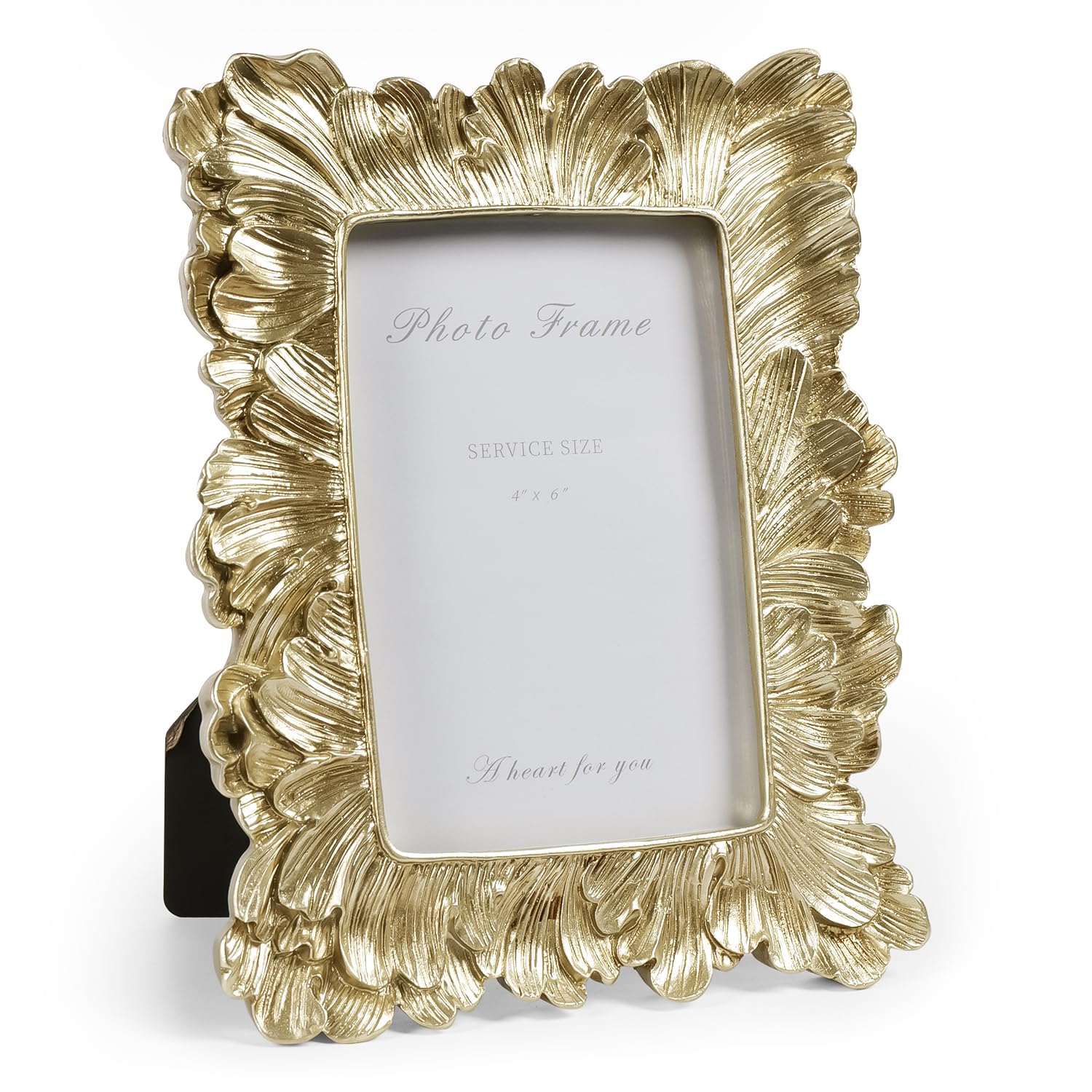 Vintage 4x6 Picture Frame Antique Photo Frame Table Top Display and Wall Hanging, Retro Home Decor, Ornate Photo Gallery Art, Pale Gold