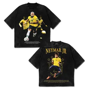 ⚽Neymar Jr Brazil NJR T-Shirt – Seleção National Team Graphic Tee, Vintage Bootleg Football Shirt, Retro Acid Wash Oversized Streetwear Top, Soccer Fan Apparel for Neymarzetes, Unisex Men & Women Brazil WC 2026 Inspired Merch Gift