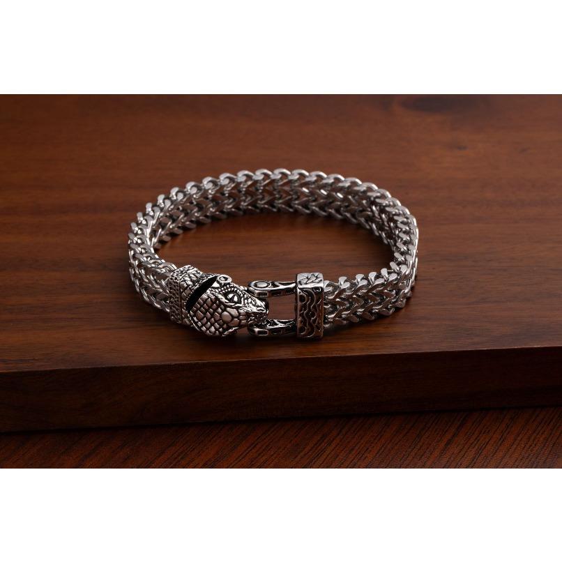 2026 New Men's Retro Punk Stainless Steel Bracelet, Snake Beast & Skull Designs, Perfect Valentine's Day Gift for Him