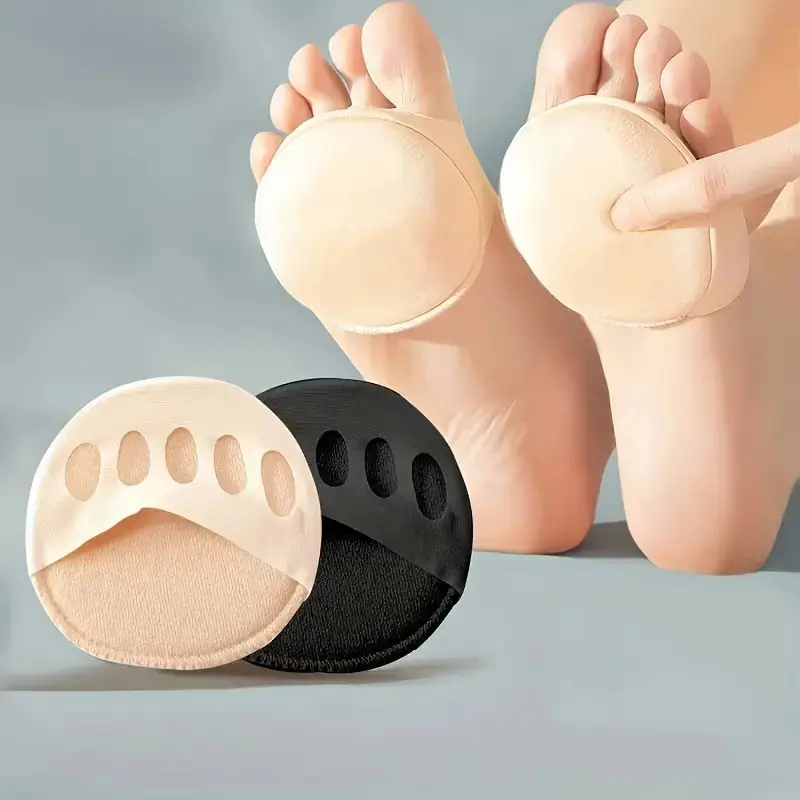 4-Pieces set Forefoot Pads with Toe Separators and Non-Slip Metatarsal Support, Pressure Relief, Invisible Comfort Socks for High Heels, Flat Feet, Hammer Toes