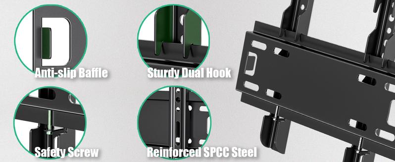 Fixed TV Wall Mount for 14-43 Inches Flat Screen TVs, Low Profile TV Mount Bracket Hold Up 55lbs, Wall Mount Bracket Flush Mount Space Saving, Max VESA 200x200mm