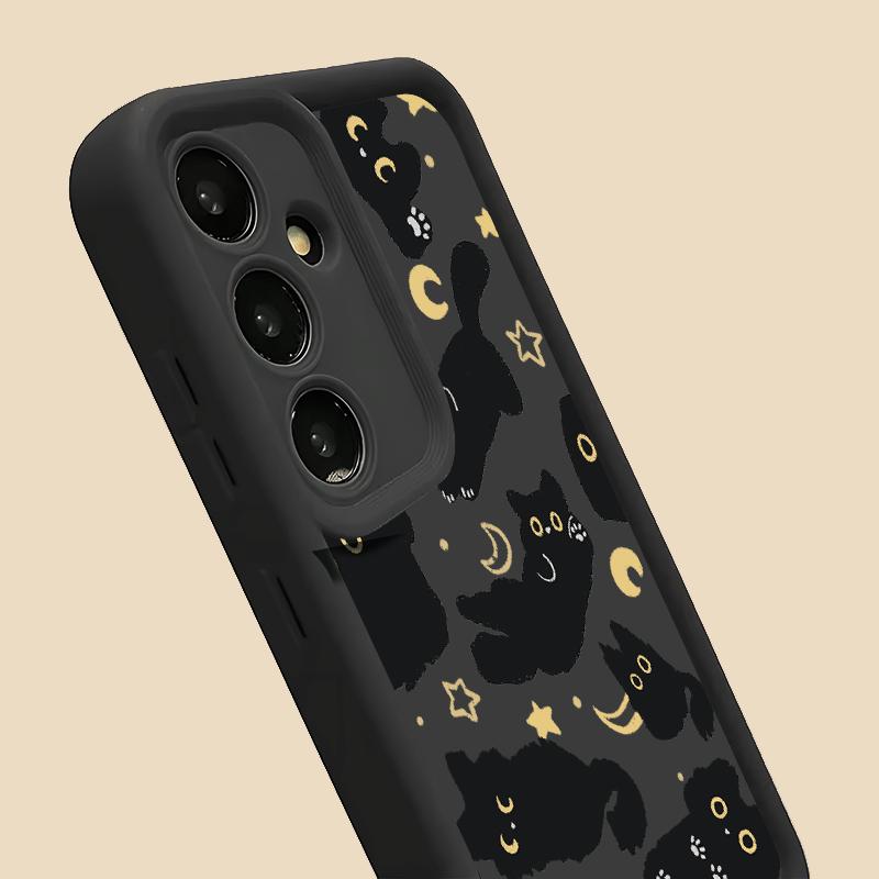 Phone Case: New Black Phone Case Featuring a Black Cat And Moon Design for Samsung Galaxy S26 S25 S24 S23 S22 S21 Fe Plus Ultra A13 A14 A15 A16 A17 A33 A34 A35 A36 A52 A53 A54 Note20