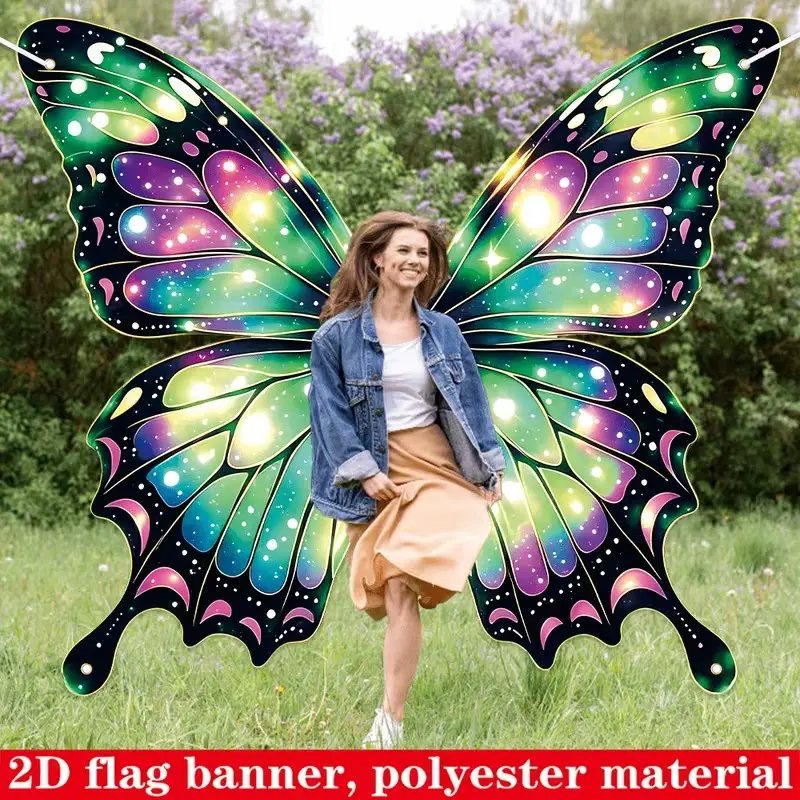 2D Flat Banner 1pc, Vibrant Butterfly Theme Photo Backdrop, Polyester Fabric, Ideal for Birthday, Wedding, Opening Ceremony, Seasonal Events
