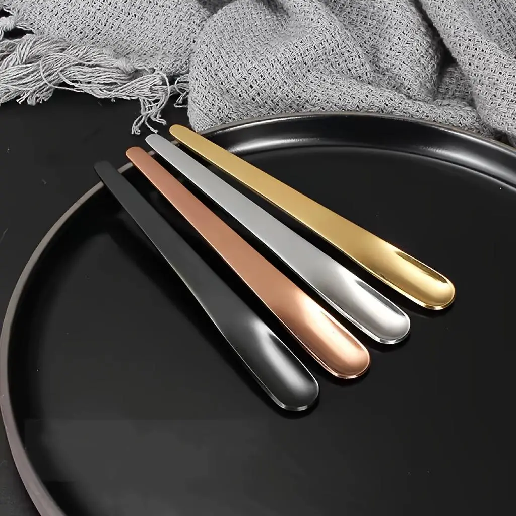6pcs high-quality stainless steel yogurt spoon 4.84-inch stirring spoon mini ice cream spoon Italian espresso spoon suitable for milkshakes, pudding, yogurt, coffee, beverages, etc. (Silvery/Golden/rose Golden/black)